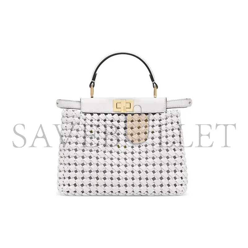 FENDI MINI PEEKABOO ICONIC SATCHEL WHITE 8BN244AD6HF0QVL (23*18*11cm)